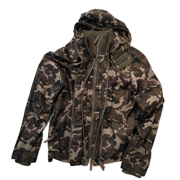 Superdry Japan Camo Mesh Lined Long Sleeve Hooded Windcheater Mens size Medium - Picture 3 of 16